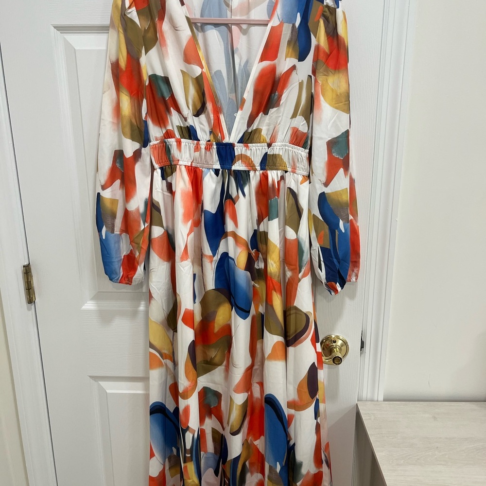 Multicolor Abstract Print Maxi Dress